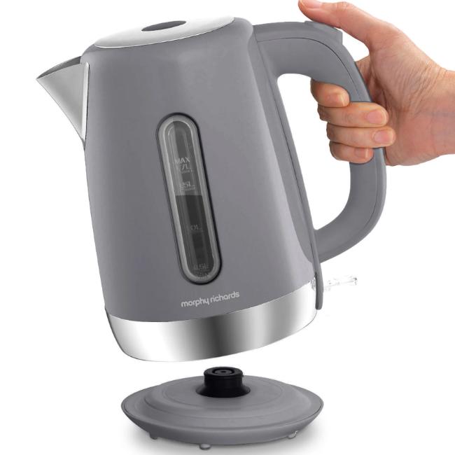 Morphy Richards Equip Grey 1.7L Kettle | 3kW Rapid Boil, Easy View Water Gauge, Removable Limescale Filter, Cord Tidy, 360 Base