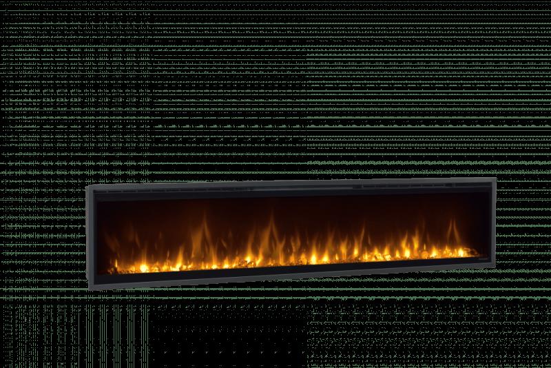 Dimplex Ignite 74" Frameless Electric Fireplace with Optiflame LED Flame Effect, 2.0kW Heat Output, Black Glass and Steel