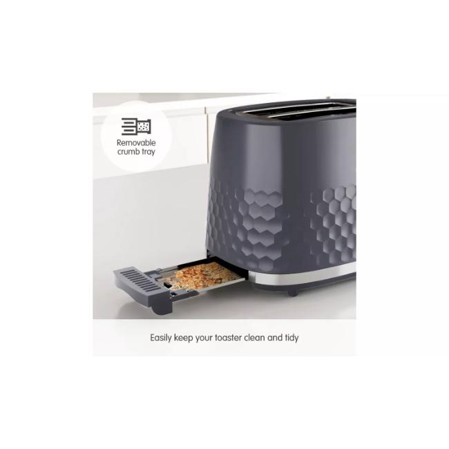 Morphy Richards Hive Toaster Grey | 2 Slice | Defrost & Reheat Setting | Variable Browning Control