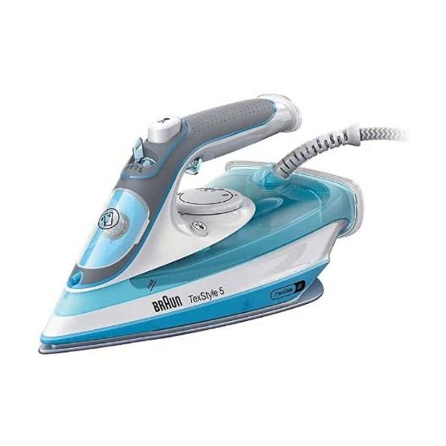 Braun TexStyle 5 Steam Iron Blue 2600W FreeGlide 3D SuperCeramic Soleplate Precision Tip Anti-drip Self Clean