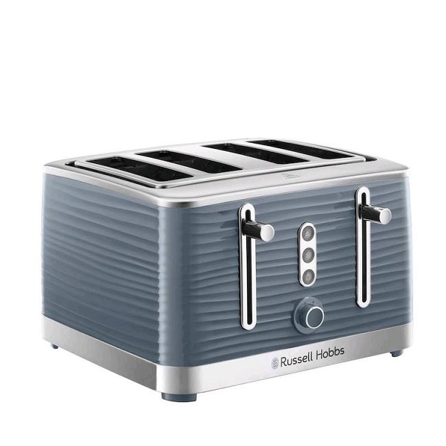 Russell Hobbs Grey 4 Slice Toaster with Stainless Steel and Textured Design