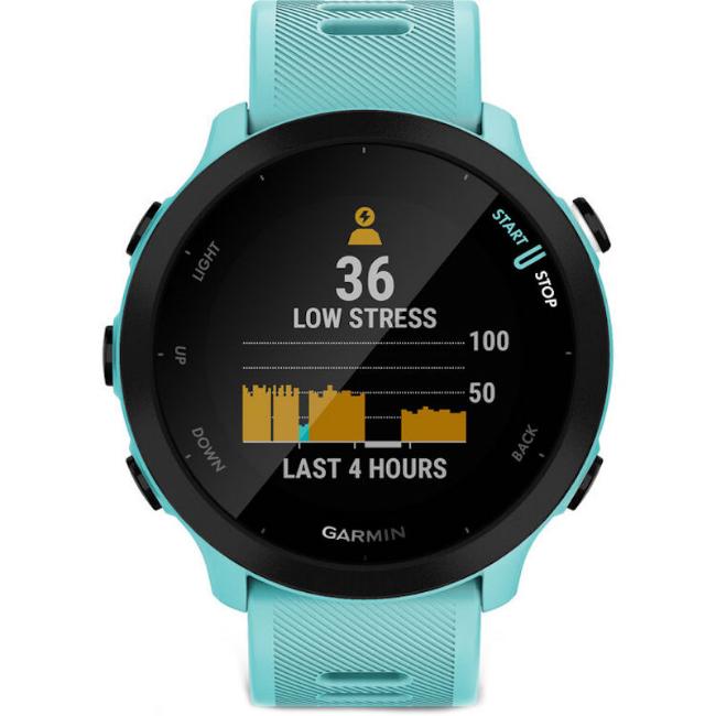 Garmin Forerunner 55 Smartwatch Aqua Blue GPS Running Watch with Start/Stop Button