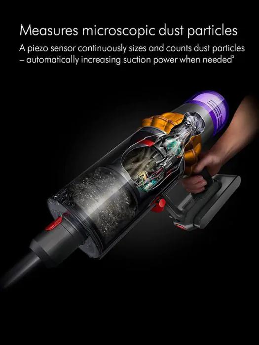 Dyson V15 Detect Absolute Cordless Vacuum Cleaner Yellow & Nickel Illuminated cleaner head LCD screen Anti-tangle brush bar