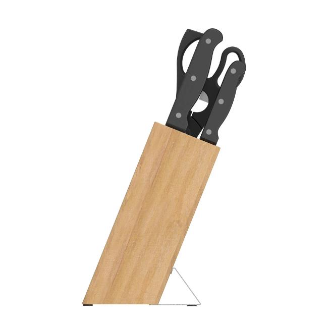 Berghoff Pica 7-Piece Knife Block Set | Stainless Steel Knives with Wood Block | Includes 6 Knives & Kitchen Shears