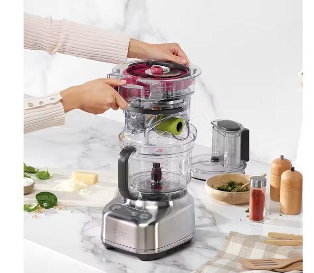 Sage The Paradice 9 Food Processor 650W 9 cups Brushed Aluminium Clear Silver Red