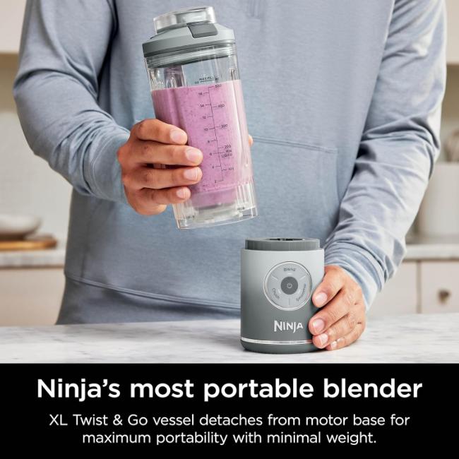Ninja Blast Max Portable Blender Silver 570ml 11.1V Up to 25 Blends Crush Smoothie Manual Blend H:30 W:9 D:11.5cm 1.3kg