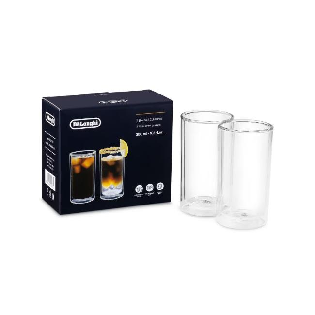 De'Longhi Cold Brew Glasses Set of 2 - Size L, Double Wall, Dishwasher & Microwave Safe