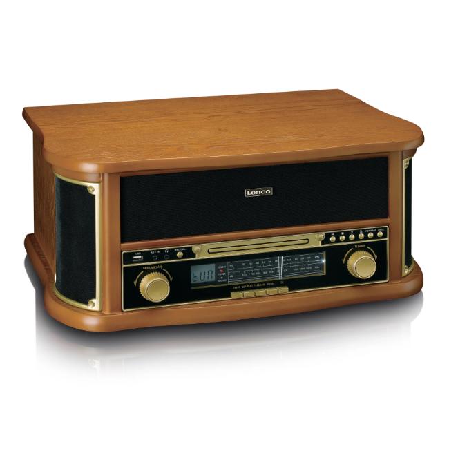 Lenco Retro Turntable Bluetooth CD Cassette Player AM/FM Radio MP3 Encoding Wood