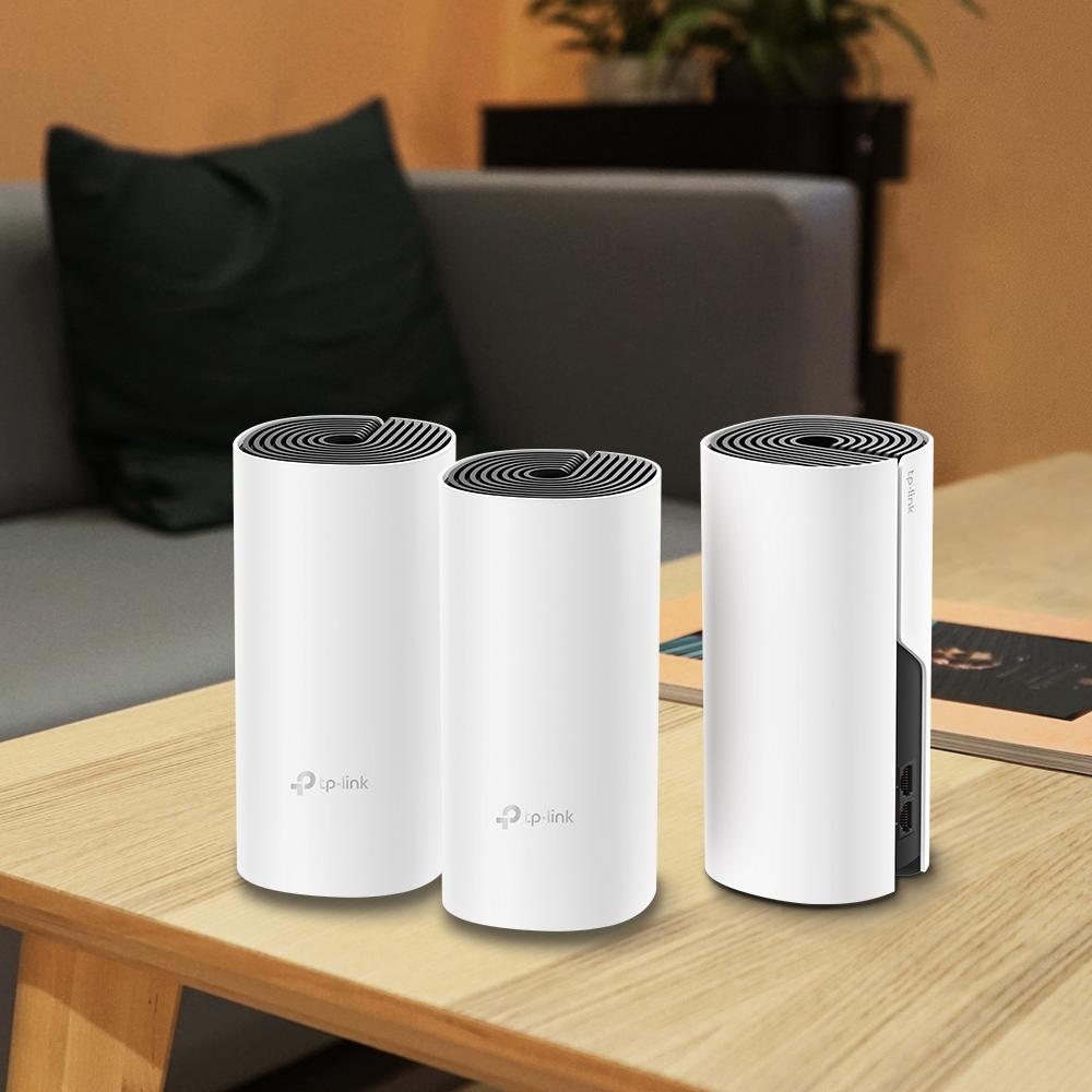 TP-Link Deco M4 AC1200 Mesh Wi-Fi System 3-Pack | White, Cylindrical, TP-Link Logo