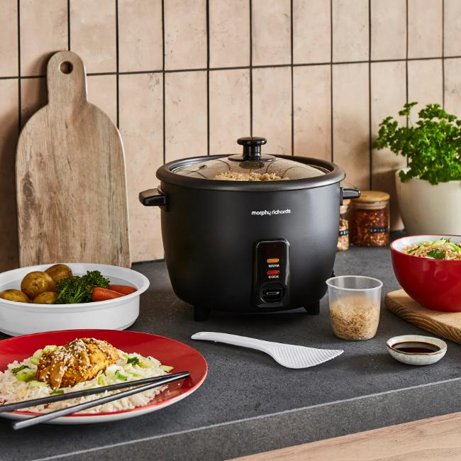 Morphy Richards 8 Cup 1.5L 500W Rice Cooker & Steamer with Keep Warm, Non-stick, Dishwasher Safe Lid, Control Panel