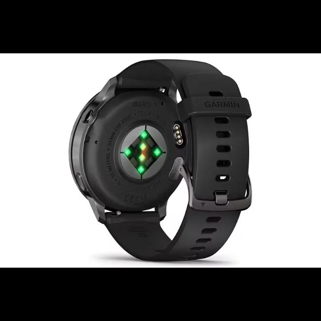 Garmin Venu 4 41mm Smartwatch Black Slate AMOLED Display Silicone Strap Stainless Steel Bezel 5 ATM Water Rating Health Fitness GPS