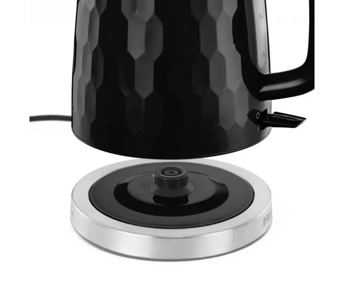 Russell Hobbs Honeycomb 1.7L 3000W Black Electric Kettle with Rapid Boil & Perfect Pour Spout