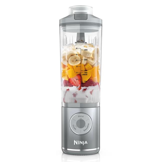 Ninja Blast Max Portable Blender Silver 570ml 11.1V Up to 25 Blends Crush Smoothie Manual Blend H:30 W:9 D:11.5cm 1.3kg