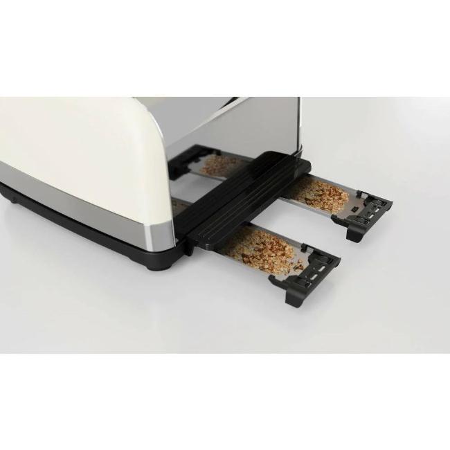 Morphy Richards 4 Slice Toaster Cream - Defrost, Reheat, Variable Browning, Cancel, High-Lift, Removable Crumb Tray, Cord Tidy, 1800W, Stainless Steel