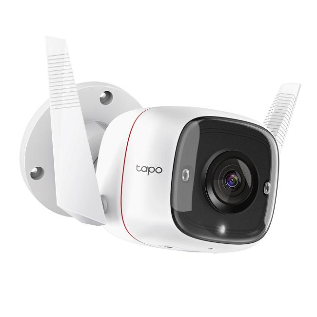 TP-Link Tapo Outdoor Wi-Fi Security Camera 3MP with Night Vision, 2-way audio. Features: Antenna, Lens, White