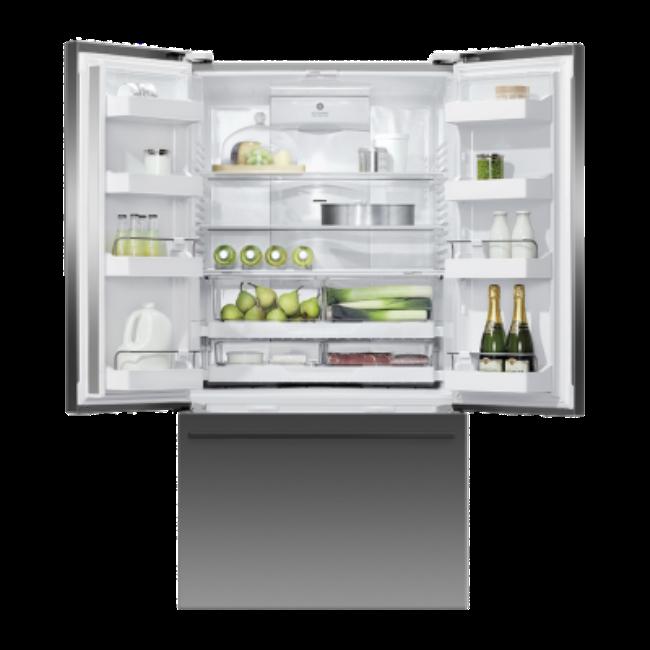 Fisher & Paykel French Door Refrigerator Freezer 569L Black Stainless Steel with Water Dispenser