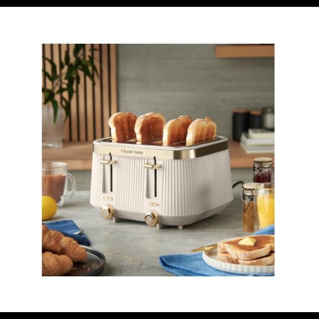 Russell Hobbs Bronte 4 Slice Toaster Stone Color with Gold Accents