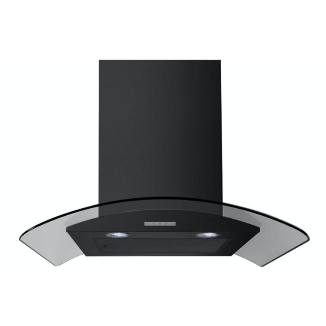 Belling 60cm Black Curved Glass Chimney Hood with LED Lights