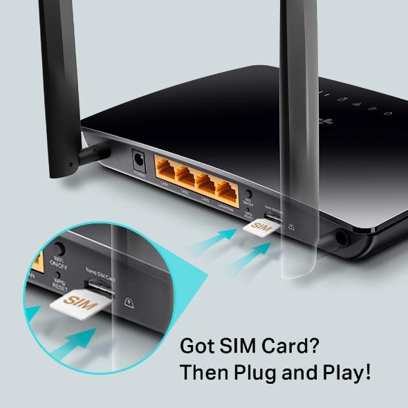 TP-Link Archer MR200 4G LTE Router - Dual Band, Wi-Fi 5, Black, Antennas