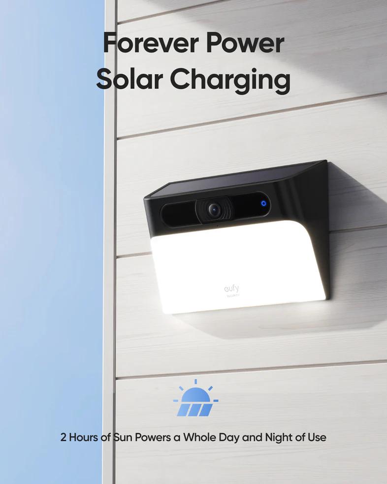 Eufy Solar Powered 2K Wall Light Camera with Solar Panel and Camera