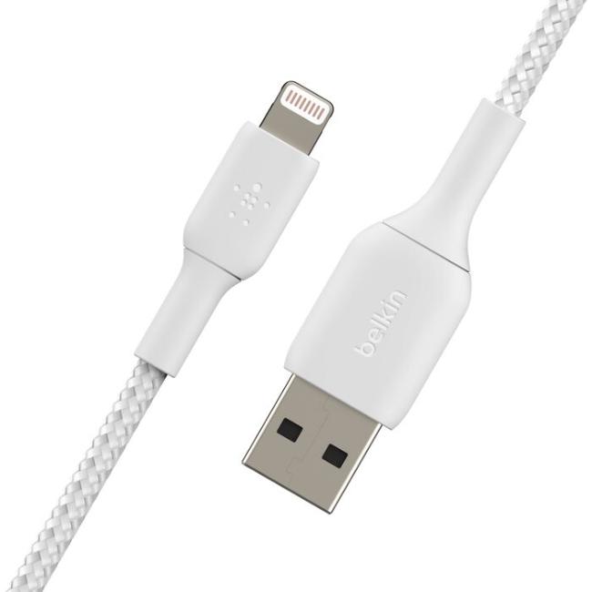 Belkin Braided Lightning to USB-A Cable 1m White Fast Charging Recycled Materials