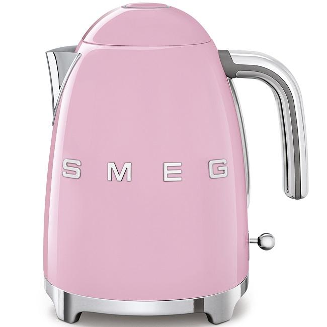 Smeg Retro Kettle Pink 1.7 Litre Stainless Steel Handle Logo