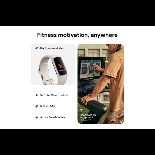 Fitbit Charge 6 Fitness Tracker Porcelain & Silver with Heart Rate, GPS, Sleep Tracking, 7-Day Battery Life
