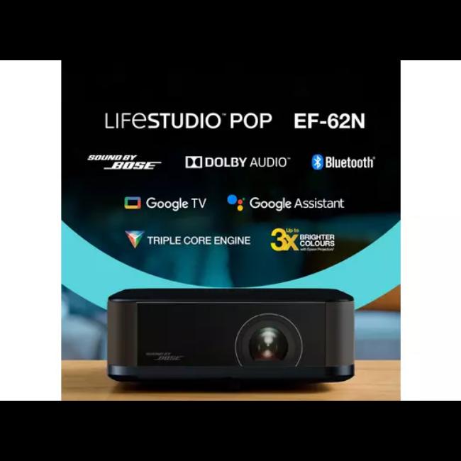 Epson Lifestudio Pop Plus EF-62N Metallic Navy Projector - 700 ANSI Lumens, 4K UHD, 3LCD, Sound by Bose, Google TV, Bluetooth, HDR10, 1.6kg, 199x190x75mm