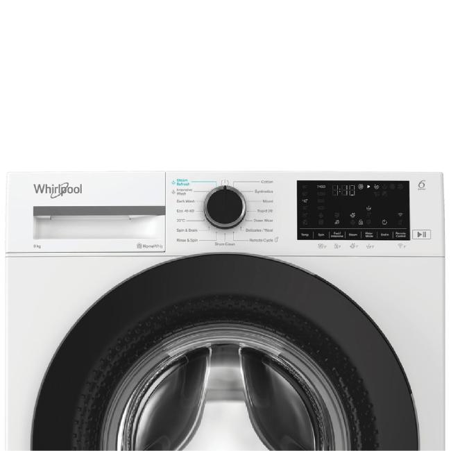 Whirlpool Washing Machine 8 Kg White 1400 RPM - Digital Display, Black Door, White Body