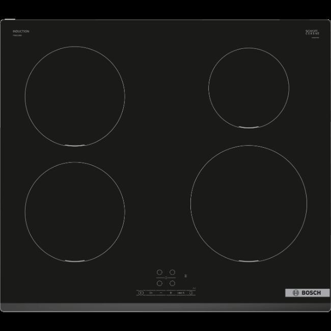 Bosch Serie 4 60cm Built-in 4-Zone Induction Hob Black with TouchSelect PowerBoost QuickStart ReStart ChildLock Safety Shut-Off
