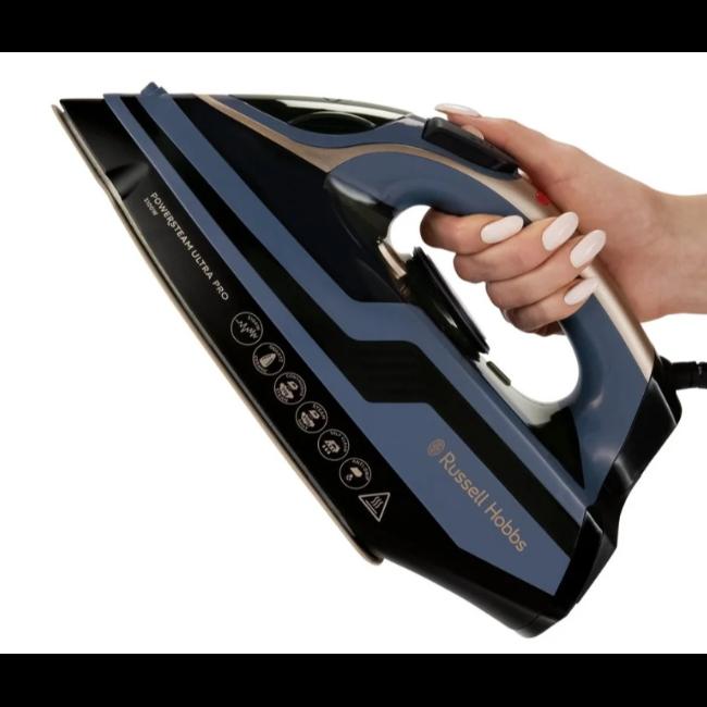 Russell Hobbs Powersteam Ultra Pro Steam Iron 3100W Quartz-Infused Ceramic Soleplate 350ml Water Tank 3m Cord Auto Shut-off
