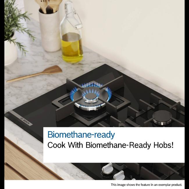 Bosch Series 2 60cm 4-Burner Built-In Gas Hob - Stainless Steel with Flame Failure Safety Device, Cast Iron Supports, and Integrated Ignition