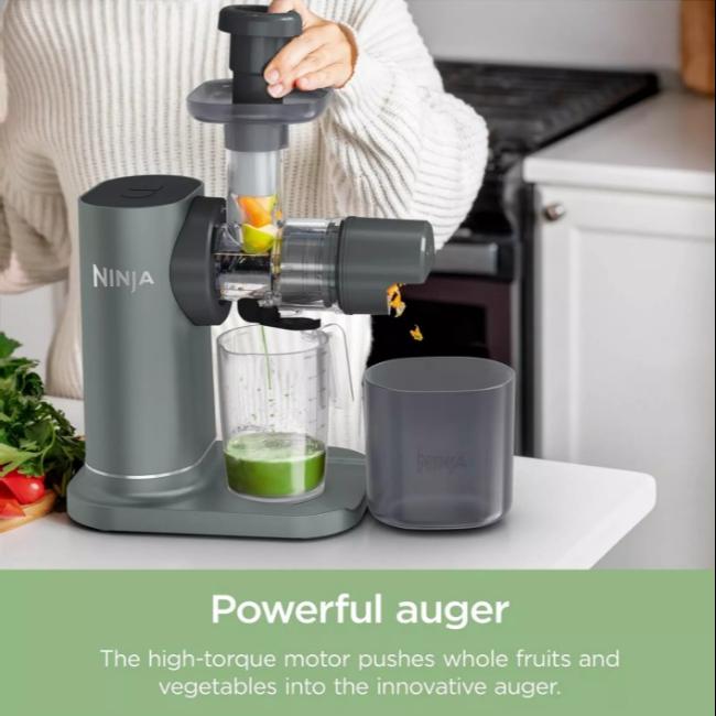 Ninja 3-in-1 Cold Press Juicer, Slicer & Shredder with Anti-Clog Filter | JC152UK | Silver | Includes Juice Jug & Pulp Container
