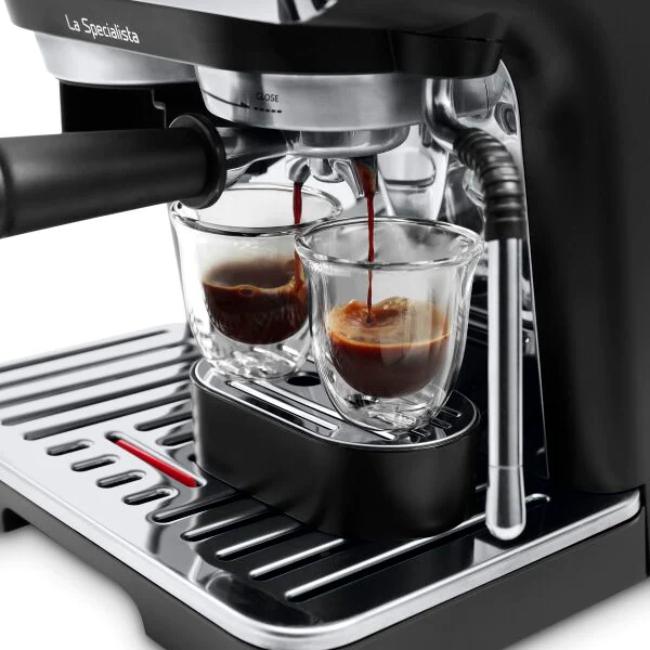 De'Longhi La Specialista Arte Bean to Cup Espresso Coffee Machine Stainless Steel Black 1.5L 8 Grind Settings 3 Temp Levels MyLatte Art Steam Wand EC9155.MB
