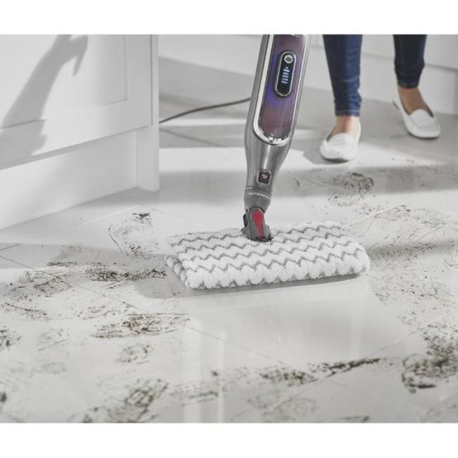 Shark Klik n' Flip Steam Mop S6003, Steam Blast, Dirt Grip Pads, Bordeaux/Steel Grey