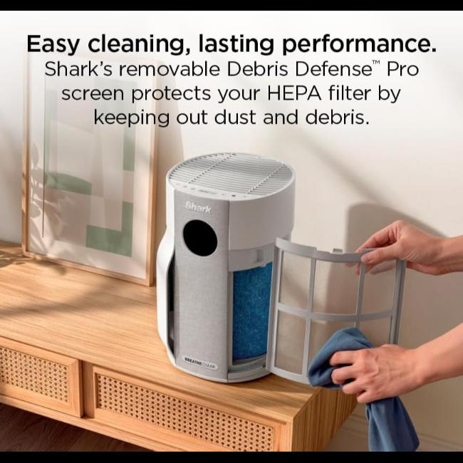 Shark BreatheClear HP162UK Air Purifier Dove White 70m2 Coverage NeverChange6 Filtration 99.98% Particle Capture 3.77kg 2 Year Guarantee