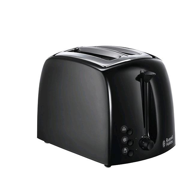 Russell Hobbs 2-Slice Black Toaster | Wide slots, Frozen, cancel and reheat functions, Removable crumb tray, Variable browning function