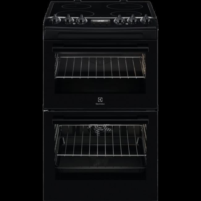 Electrolux Ceramic Cooker Black Size 55cm Double Oven Ceramic Hob