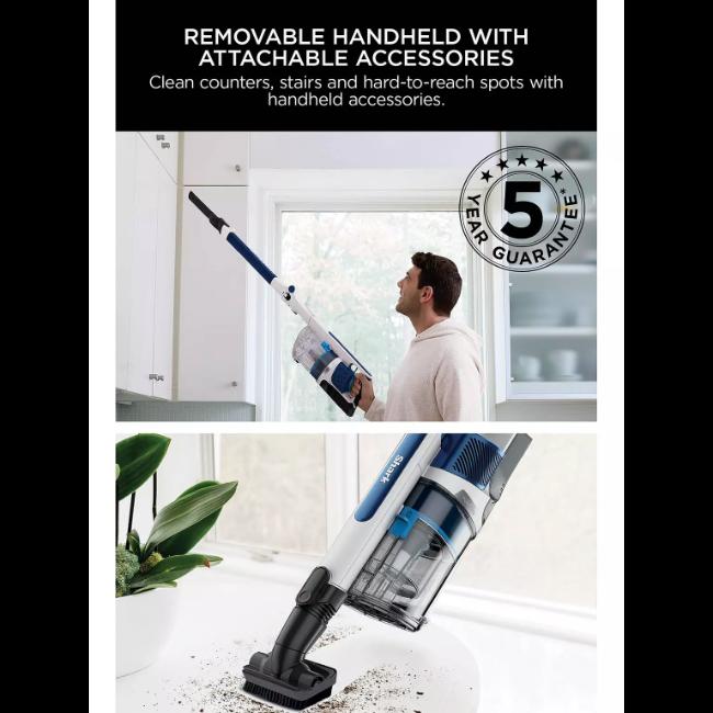 Shark PowerPro Cordless Vacuum Cleaner with Anti Hair Wrap, Floor Detect, Flexology, Navy Metallic, Up to 50 Minutes Runtime, Crevice Tool, Upholstery Tool, PowerFins