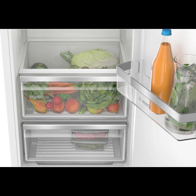 Bosch Series 4 Integrated Fridge KIR81VFE0G White with LED Lighting, Super Cooling, Fresh Sense, MultiBox XXL, Quiet Appliances, Intelligent Inverter Technology, Dimensions 1772x541x548mm