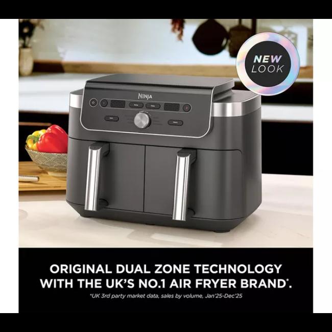 Ninja DualZone XL 9.5L 2-Drawer Air Fryer with Max Crisp, Air Fry, Roast, Bake, Reheat, Dehydrate Functions - Black