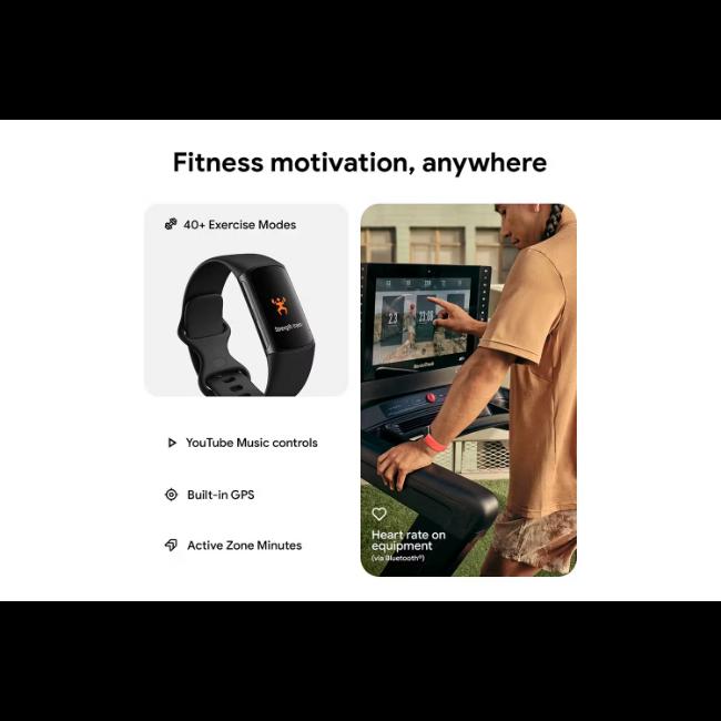 Fitbit Charge 6 Fitness Tracker Obsidian Black | Heart Rate, GPS, Sleep, Exercise Modes, 7-Day Battery Life