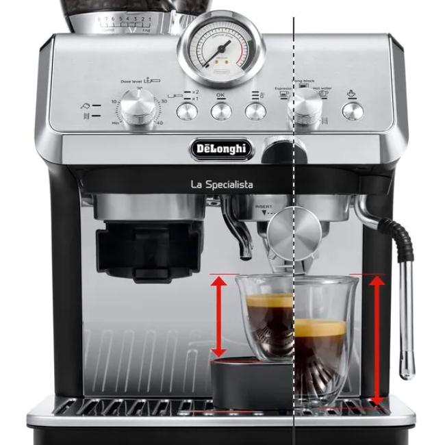 De'Longhi La Specialista Arte Bean to Cup Espresso Coffee Machine Stainless Steel Black 1.5L 8 Grind Settings 3 Temp Levels MyLatte Art Steam Wand EC9155.MB