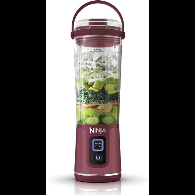 Ninja Blast Portable Blender Cranberry with Carry Handle, Start/Stop Button, Blender Cup, Lid