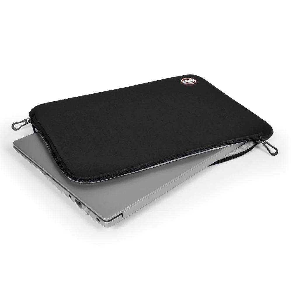 Port Designs Torino II 15.6" Black Neoprene Laptop Sleeve with L-shaped opening and double zips