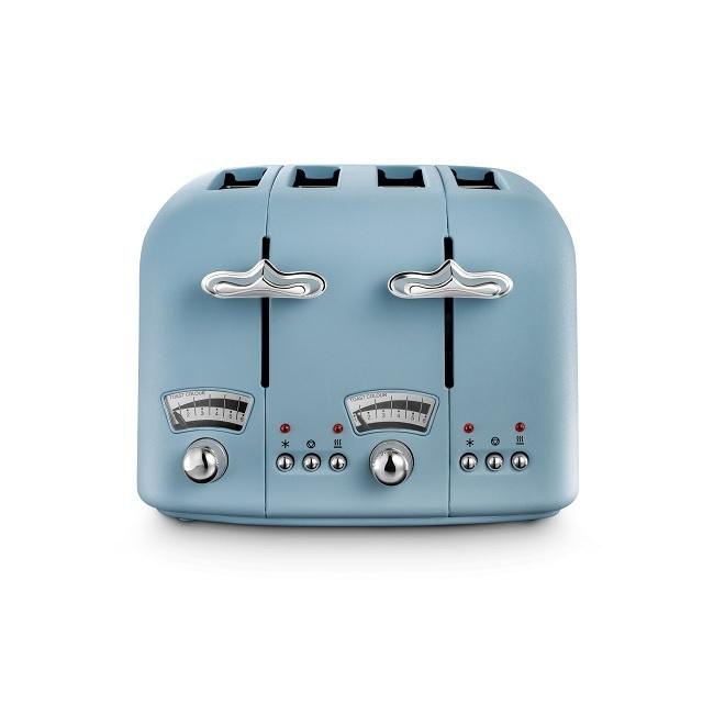 DeLonghi Argento Flora 4 Slice Toaster | Green | Toast Colour | Chrome Details | Defrost | Reheat | Cancel