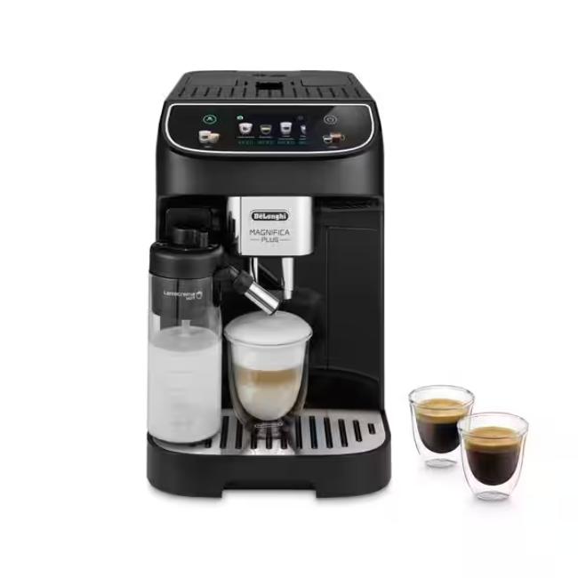 De'Longhi Magnifica Plus Automatic Bean to Cup Coffee Machine - Black | 15 Drinks, LatteCrema Hot, 3.5" Touch Display, 15 Bar, 250g Bean, 1.9L Water, 240x440x360mm