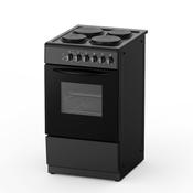 Powerpoint 50cm Freestanding Electric Cooker Black 52L Oven 4-Zone Hob Energy A