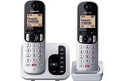 Panasonic Twin Cordless House Phone Set | Answering Machine - Silver | KX-TGC262S image
