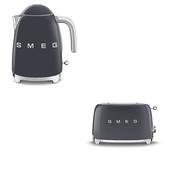 Smeg 50's Retro Kettle &amp; 2 Slice Toaster Set - Slate Grey | KLF03GRUK + TSF01GRUK image